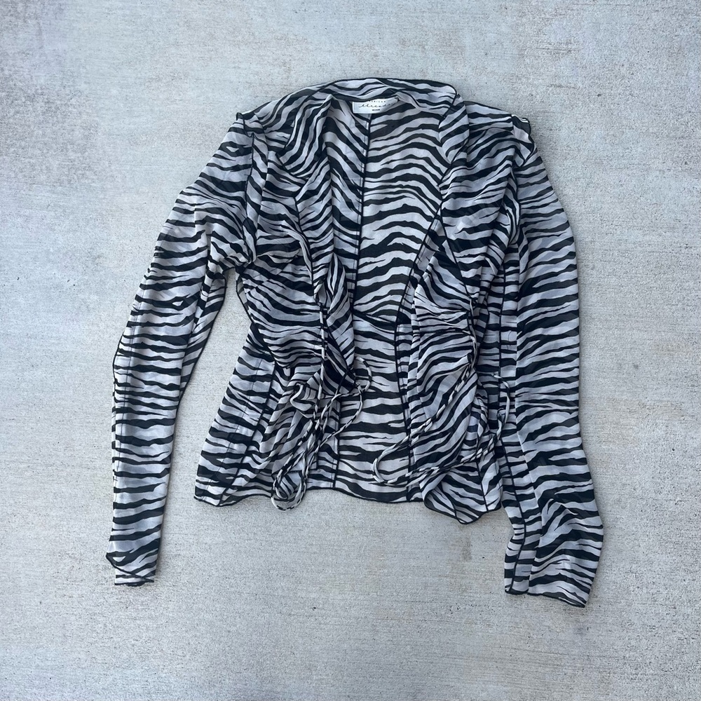 American Threads Sheer‎ Tie Top Long Sleeve Size Medium